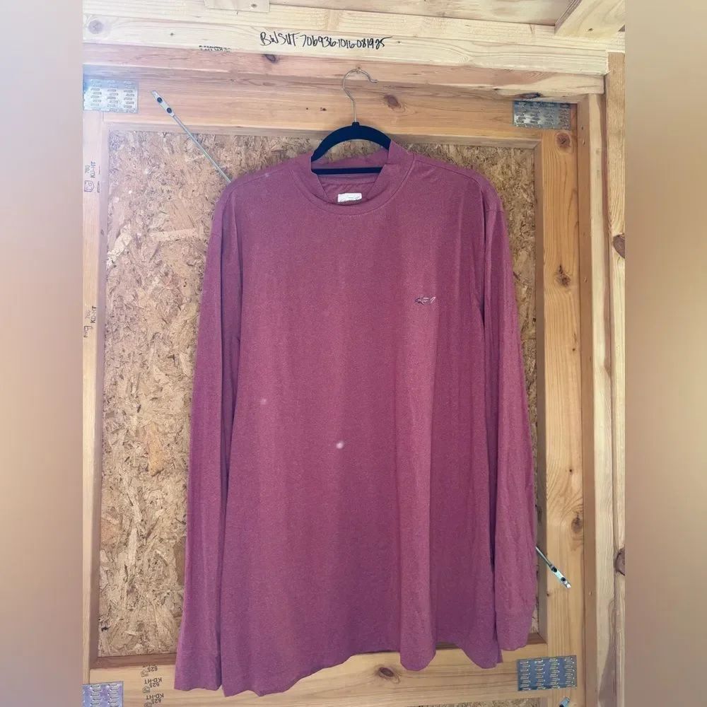 Greg Norman Collection Burgundy Long Sleeve Monk Neck Tee